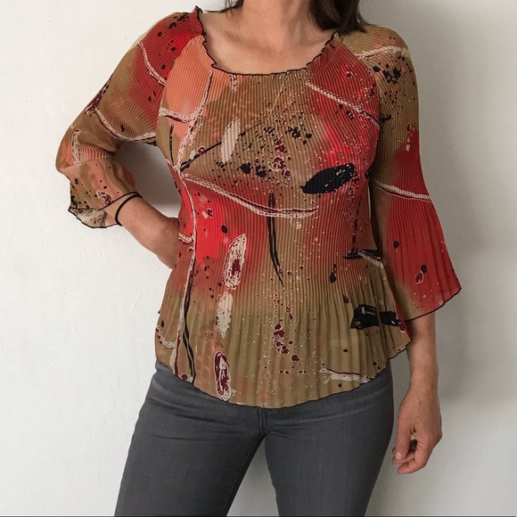 Jaipur Brand Crinkle Fabric 2/3 Sleeve Colorful Blouse - Picture 1 of 14